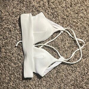 White Textured Bikini Top